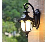 Mengjay Glass Lantern Wall Sconce Light Vintage Outdoor Waterproof Rustproof Wall Lamp Outside Decoration Aluminum Metal Wall Lantern for Corridor Villa Patio Garden