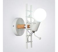 Mengjay Humanoid Creative Wall Light Indoor Wall Lamp Modern Wall Sconce Light Art Deco Iron E27 Base for Bedroom, Children Room, Hallway, Restaurant, Stair, Kitchen, White