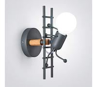 Mengjay Humanoid Creative Wall Light Indoor Wall Lamp Modern Wall Sconce Light Art Deco Iron E27 Base for Bedroom, Children Room, Hallway, Restaurant, Stair, Kitchen, Black