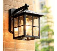 Mengjay Indoor Outdoor Wall Light, E27 Black Rustic Wall Lamp Metal Lantern Waterproof Wall Decorated for Garden Courtyard Balcony Garden (No Bulb) (B)