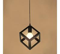 Mengjay Nordic Style Pendant Lights Creative Geometric Lamp Shade Cube Black E27 Base Metal Hanging Light Square Ceiling Lighting AC110-240V(Bulb not Included)
