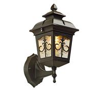 Mengjay Outdoor Black Wall Lantern Security Light Complete IP44 Weatherproof with Lamp Wall Lamp Vintage Wall Lantern Light E27 Retro Wall Sconce Light Fixture for Garden Porch Bar Pathway(14x32cm)