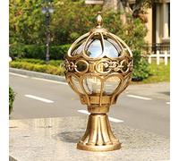 Mengjay Retro Traditional Pillar Light Rainproof Waterproof IP23 Outdoor Pillar Light Column Lamp Aluminum Glass Globe Post Lights E27 Garden Post Pedestal Lamp for Outdoor Decor (Bronze)