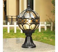 Mengjay Trade Exterior Rainproof Pillar Light Traditional Landscape Waterproof Outdoor Pillar Light Column Lamp Aluminum Post Lanterns American Patio Villa Garden Gate Street Lighting,Black