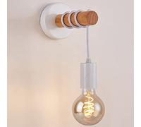 Mengjay Trade Industrial Wall Light Wooden Vintage Retro Wall Lamp E27 Edison Indoor Sconces Lighting Fixtures for Kitchen, Bedroom, Dining Room, Living Room, Hall(Not Included Bulb) (White)