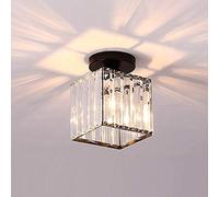 Mengjay Trade Modern Style Crystal Ceiling Light Shade Ceiling Lampshade Iron Metal Glass Lamp Shade Semi Flush Crystal Ceiling Light Modern Lighting for Living Room, Bedroom and Bathroom (Black)
