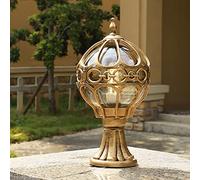 Mengjay Trade Outdoor lamp, Pedestal lamp in Antique Look, cast Aluminum in Black / Gold with Clear Glass panes, Retro / Vintage Garden lamp, 1-Flame Outdoor lamp, E27 IP44. (Gold)