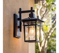 Mengjay Trade Outdoor Wall Light Exterior Retro Outdoor Light Vintage Waterproof Wall Sconce Aluminum Housing with Glass for Porch, Garden, Garage & Front Door, Matt Black