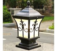 Mengjay Trade Pedestal Light Outdoor Antique Black Path Retro E27 cast Aluminum Waterproof Bollard Lights Outside Lawn Garden Terrace lamp Outdoors courtyards.