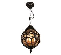 Mengjay Trade Retro Black Outdoor Pendant Lamp Waterproof Lantern E27 Adjustable Height Hanging Lamp Aluminum Chandelier Dining Room Balcony Decorative Gazebo Corridor Outdoor Ceiling Light (Black)