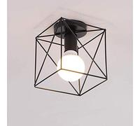 Mengjay Trade Retro Vintage Industrial Flush Mount Ceiling Light,Retro Pendant Lighting Hanging Ceiling Light Fixture Cage Lamp for Hallway Stairway Bedroom Kitchen (Bulb No Included) (Black) (B)