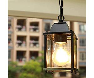 Mengjay Trade Vintage Pendant Lights Outdoor Waterproof Ceiling Lights Industrial Aluminum Glass Hanging Chandelier Lighting for Porch, Corridor, Villa, Yard, Indoor, E27,Height Adjustable (Style A)