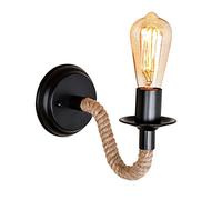 Mengjay Trade Vintage Wall Lamp Retro Industrial Metal Large Tube Hemp Rope E27 Wall Sconce Light Loft Restaurant Corridor Living Room Balcony Sconce (No Bulb) (A)