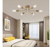 Mengjay Vintage Ceiling Light for Bedroom,Sputnik Ceiling Light Fixtures,6 Lights Chandelier Semi Flush Mount Ceiling Lights for Living Room Kitchen Dining Room Farmhouse Hallway (6 Heads(Gold))