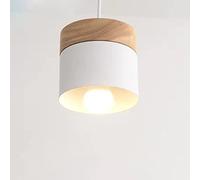 Mengjay Vintage Industrial Rustic Metal Pendant Lampshade Hanging Ceiling Pendant Light Lamp Fixture E27 with Wooden Top