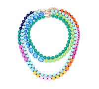 Mengji Life Colorful Layered Beaded Necklace for Women, Layer Boho Multicolor Summer Beach Acrylic Bead Statement Y2K Adjustable Choker Vacation Jewelry Gifts, L, Acrylic, No Gemstone