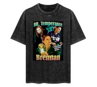 MENGJI T-Shirt Fashion Short Sleeve Bones Dr Temperance Brennan Round Neck, Short Sleeve Cotton T-Shirt Black XXL