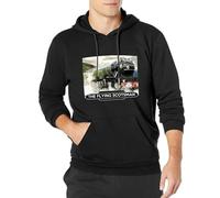 MENGJI The Flying Scotsman Steam Train Gift Mens Hooded Men. Steam Engine Gifts Black XL