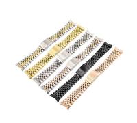 MENGKE 13 17 19 20 22mm Hollow Curved End Solid Screw Chain Link Replacement Strap(Rose Gold,19mm)