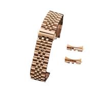 MENGKE 16/18/20/22mm Compatible With Jubilee Solid Stainless Steel Watch Band Compatible With Rolex 12/13/14/17/19mm Flat Curved End Strap Bracelet Replacement(Rose-Gold,21mm)