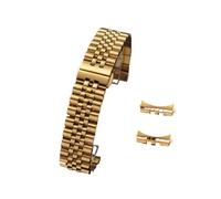 MENGKE 16/18/20/22mm Compatible With Jubilee Solid Stainless Steel Watch Band Compatible With Rolex 12/13/14/17/19mm Flat Curved End Strap Bracelet Replacement(Gold,22mm)