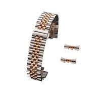 MENGKE 16/18/20/22mm Compatible With Jubilee Solid Stainless Steel Watch Band Compatible With Rolex 12/13/14/17/19mm Flat Curved End Strap Bracelet Replacement(Silver-RoseGold,13mm)