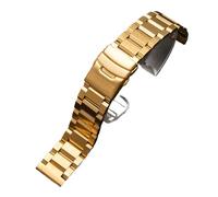 MENGKE 18 19 20 21 22mm 23mm 24mm 25mm Solid Stainless Steel Strap Watchband Metal Folding Buckle Replacement Band Watch Accessories(Gold,24mm)