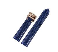MENGKE 18 20 22 23 24 25mm Crocodile Genuine Leather Watch Strap Compatible With Cartier Tank London Solo Leather Watchband Men Women(Blue Rose gold,16mm)