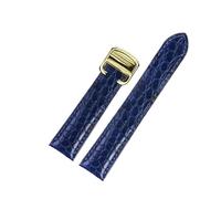 MENGKE 18 20 22 23 24 25mm Crocodile Genuine Leather Watch Strap Compatible With Cartier Tank London Solo Leather Watchband Men Women(Blue Gold,23mm)