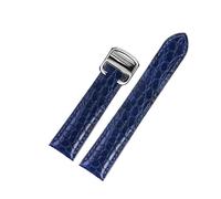 MENGKE 18 20 22 23 24 25mm Crocodile Genuine Leather Watch Strap Compatible With Cartier Tank London Solo Leather Watchband Men Women(Blue silver,19mm)