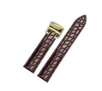 MENGKE 18 20 22 23 24 25mm Crocodile Genuine Leather Watch Strap Compatible With Cartier Tank London Solo Leather Watchband Men Women(Brown gold,17mm)