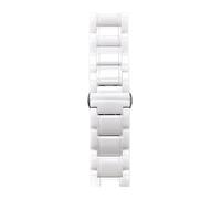 MENGKE 20 22 24mm Luxury Ceramic And Stainless Steel Zwart White Strap Compatible With Samsung S2 3 4 Huawei GT Watch Strap Bracelet Wristband Belt(White and white,24mm)