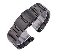 MENGKE 20mm 22mm Stainless Steel Watch Bracelet Silver Zwart Curved End Watchbands Women Men Metal Watch Strap(Black,20mm)