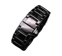 MENGKE 22mm 24mm Ceramic Stainless Steel Strap Compatible With Armani Watch Model AR1452 AR1451 Watchband Black Matte Strap Bracelet Accessories(Polished black,22mmfor AR1452)