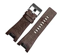 MENGKE 32 * 17mm Compatible With Diesel DZ1216 DZ1273 DZ4246 DZ4247 DZ287 Genuine Leather Watch Strap Watch Men Watchband Wristwatches Band Bracelet(A Brown black)