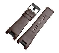 MENGKE 32 * 17mm Compatible With Diesel DZ1216 DZ1273 DZ4246 DZ4247 DZ287 Genuine Leather Watch Strap Watch Men Watchband Wristwatches Band Bracelet(B Brown black)