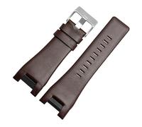 MENGKE 32 * 17mm Compatible With Diesel DZ1216 DZ1273 DZ4246 DZ4247 DZ287 Genuine Leather Watch Strap Watch Men Watchband Wristwatches Band Bracelet(B Brown silver)