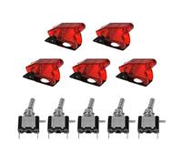 MENGKE 5pcs 12V SPST LED Illuminated 20A 3 Pin ON/OFF Rocker Toggle Switch Red Auto Cover Compatible With TE459