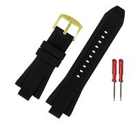 MENGKE Compatible With MK Series MK8184 MK8152 MK9020 MK8730 MK8761 8295 8296 8445 Rubber Watchband Convex Silicone 29 * 13mm Mens Strap Black Blue(Black-gold)