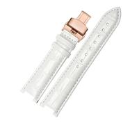 MENGKE Cowhide Leather Strap Concave Watchband 18 * 10mm 20 * 12mm Calfskin Bracelet Butterfly Buckle Compatible With Cartier PASHA W3108 Watchband(White rose buckle,DIY)
