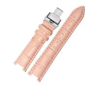 MENGKE Cowhide Leather Strap Concave Watchband 18 * 10mm 20 * 12mm Calfskin Bracelet Butterfly Buckle Compatible With Cartier PASHA W3108 Watchband(Pink silver buckle,20x12mm)