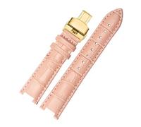 MENGKE Cowhide Leather Strap Concave Watchband 18 * 10mm 20 * 12mm Calfskin Bracelet Butterfly Buckle Compatible With Cartier PASHA W3108 Watchband(Pink gold buckle,18x10mm)