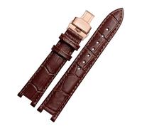 MENGKE Cowhide Leather Strap Concave Watchband 18 * 10mm 20 * 12mm Calfskin Bracelet Butterfly Buckle Compatible With Cartier PASHA W3108 Watchband(Brown rose buckle,DIY)