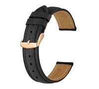 MENGKE Crazy Horse Leather Watch Strap 18mm 20mm 21mm 22mm 24mm Replacement Belt Rose Gold Buckle Band For Men Watchbands(Black(Black Line),16mm)