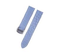 MENGKE Crocodile Leather Watch Strap Compatible With Tank London Solo Men Women Leather Watch Strap 16mm 17mm 18mm 19mm 20mm(Haze blue,15)
