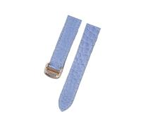 MENGKE Crocodile Leather Watch Strap Compatible With Tank London Solo Men Women Leather Watch Strap 16mm 17mm 18mm 19mm 20mm(Haze blue gold,19)