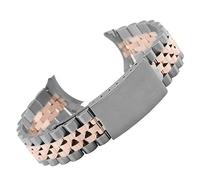 MENGKE Curved End Metal Stainless Steel Strap Compatible With Rolex Luxury Bracelet Watch Band Accessories Men 18mm 19mm 20mm 21mm 22mm(Silver rose gold,17mm)