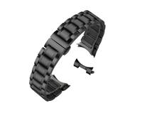MENGKE Curved end stainless steel watchband bracelet watch straps 16mm 17mm 18mm 19mm 20mm 21mm 22mm 23mm 24mm steel banding bracelet(Black-curved,23mm)
