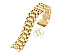 MENGKE Curved end stainless steel watchband bracelet watch straps 16mm 17mm 18mm 19mm 20mm 21mm 22mm 23mm 24mm steel banding bracelet(Gold-curved,16mm)