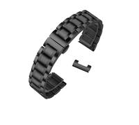 MENGKE Curved end stainless steel watchband bracelet watch straps 16mm 17mm 18mm 19mm 20mm 21mm 22mm 23mm 24mm steel banding bracelet(Black-flat,14mm)
